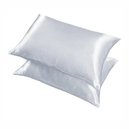2 Pack Satin Pillowcases Luxury Soft Cushion Covers Bedroom Home Decor - Silver - Mekamart Australia