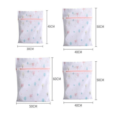 4Pcs Cute Delicates Wash Bag Laundry Lingerie Bra Washing Pack Set Clothes Case - Blue