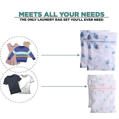4Pcs Cute Delicates Wash Bag Laundry Lingerie Bra Washing Pack Set Clothes Case - Blue