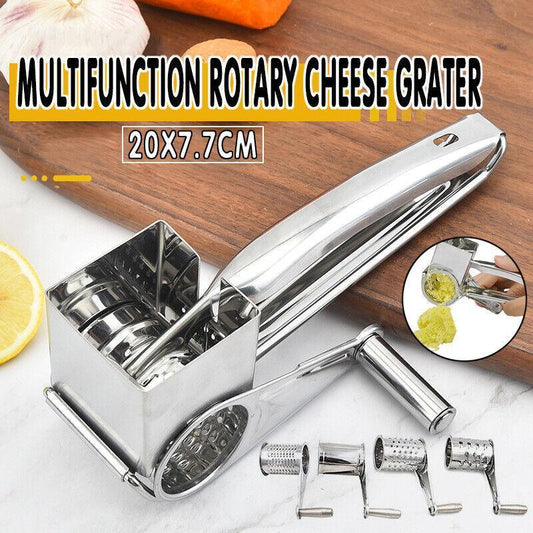 Rotary Cheese Grater Stainless Steel 4 Blade Set Kitchen Slicer - Mekamart Australia