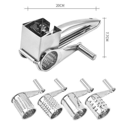 Rotary Cheese Grater Stainless Steel 4 Blade Set Kitchen Slicer - Mekamart Australia
