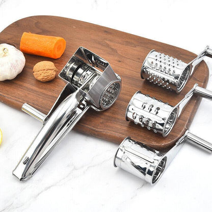 Rotary Cheese Grater Stainless Steel 4 Blade Set Kitchen Slicer - Mekamart Australia