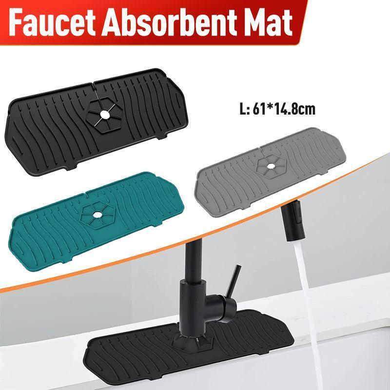 L Size Silicone Faucet Mat Kitchen Protector Faucet Absorbent Mat Sink Splash Guard - Grey - Mekamart Australia