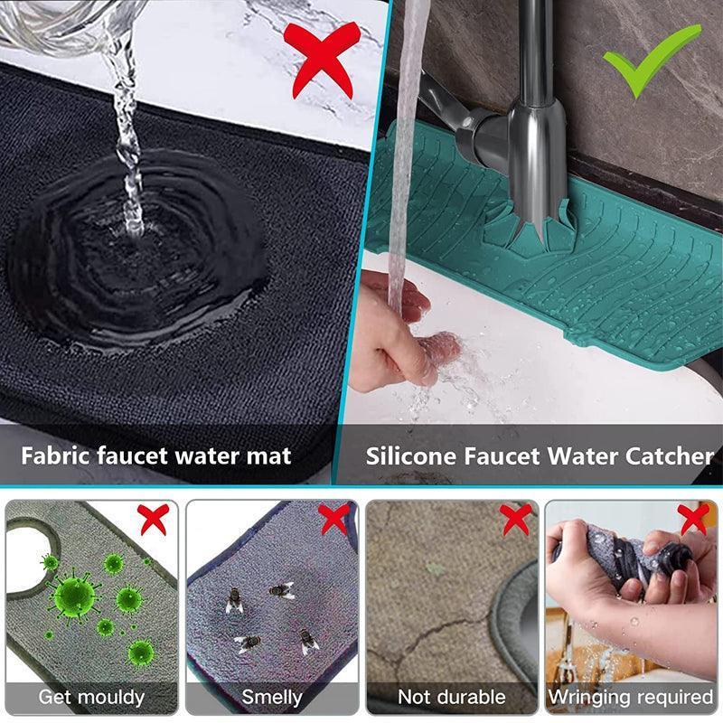 L Size Silicone Faucet Mat Kitchen Protector Faucet Absorbent Mat Sink Splash Guard - Grey - Mekamart Australia
