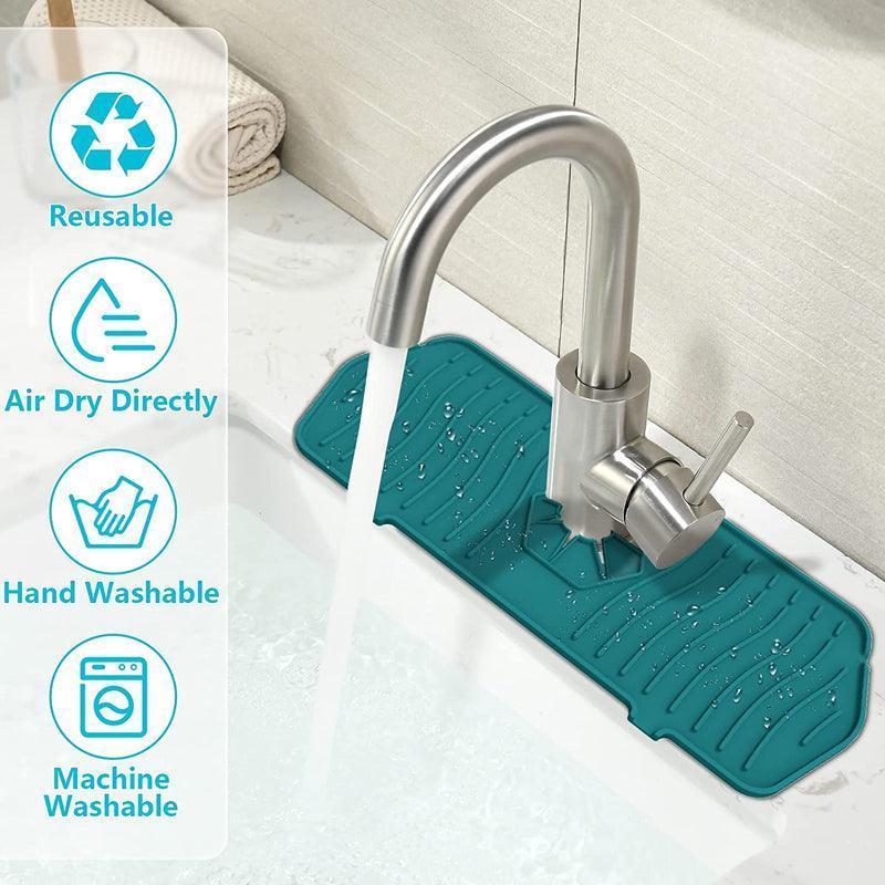 L Size Silicone Faucet Mat Kitchen Protector Faucet Absorbent Mat Sink Splash Guard - Grey - Mekamart Australia