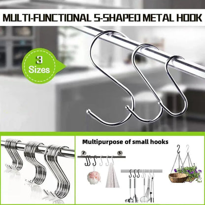 12cm Stainless Steel S Shape Hooks Kitchen Hanger Rack Clothes Hanging Plant Holders - 20PCS - Mekamart Australia