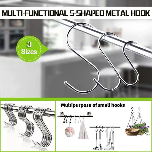 12cm Stainless Steel S Shape Hooks Kitchen Hanger Rack Clothes Hanging Plant Holders - 20PCS - Mekamart Australia