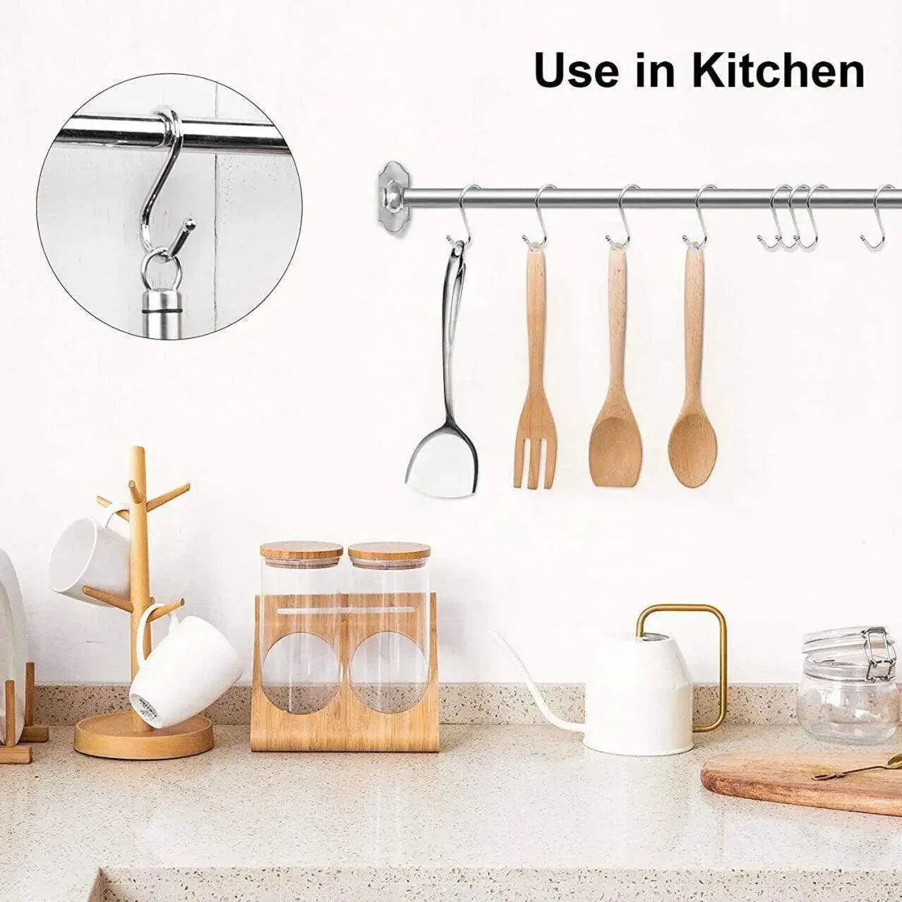 12cm Stainless Steel S Shape Hooks Kitchen Hanger Rack Clothes Hanging Plant Holders - 20PCS - Mekamart Australia
