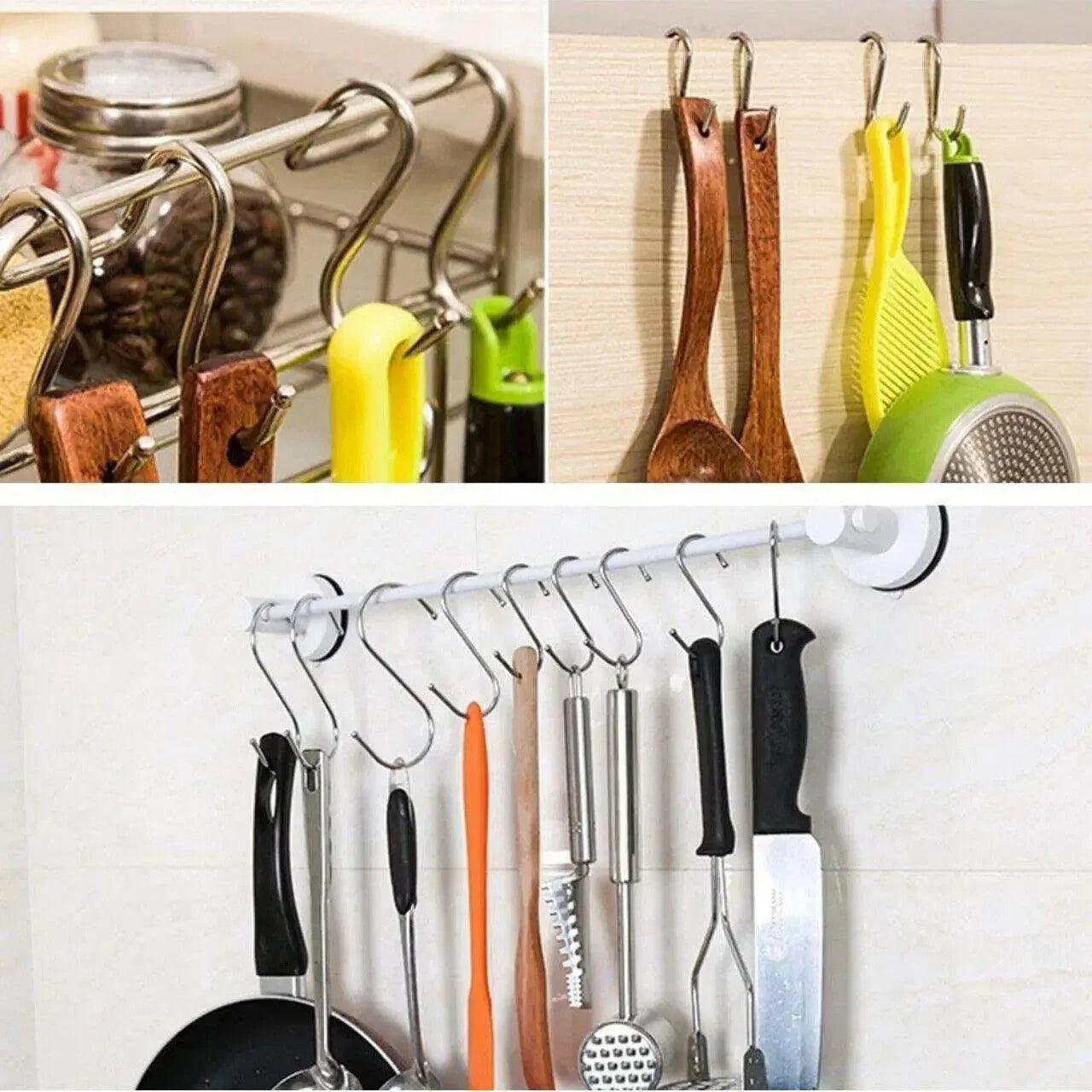 12cm Stainless Steel S Shape Hooks Kitchen Hanger Rack Clothes Hanging Plant Holders - 10PCS - Mekamart Australia