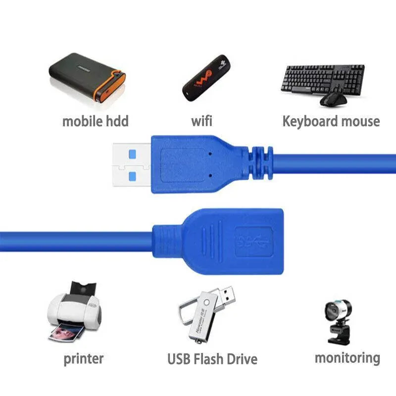 Super speed Usb 3.0 Male To Female Data Cable Extension Cord For Laptop Pc Camera - 1.5M