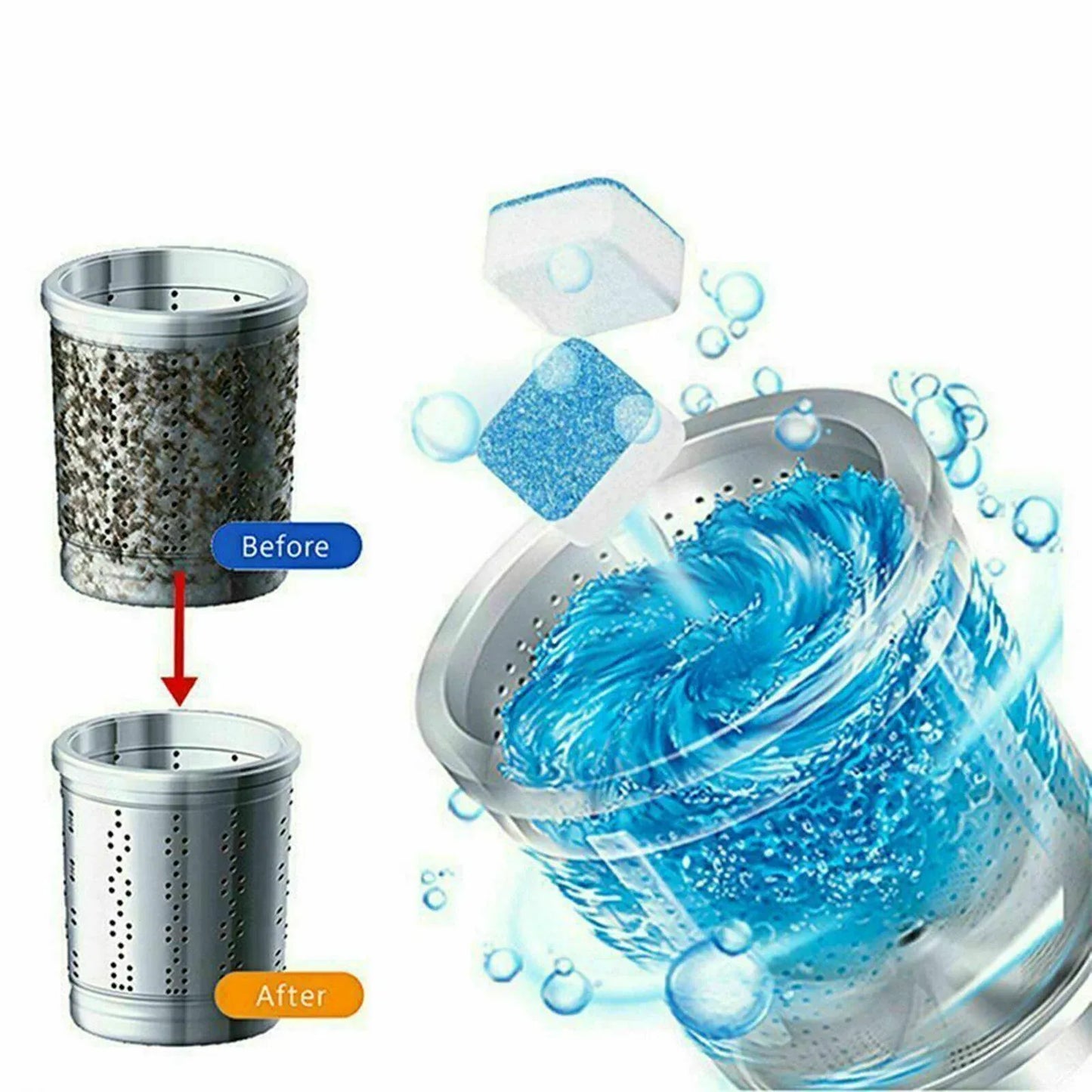 6-48 Pcs Washing Machine Effervescent Tub Bomb Cleaner Remover Deodorant Clean - 6 PCS