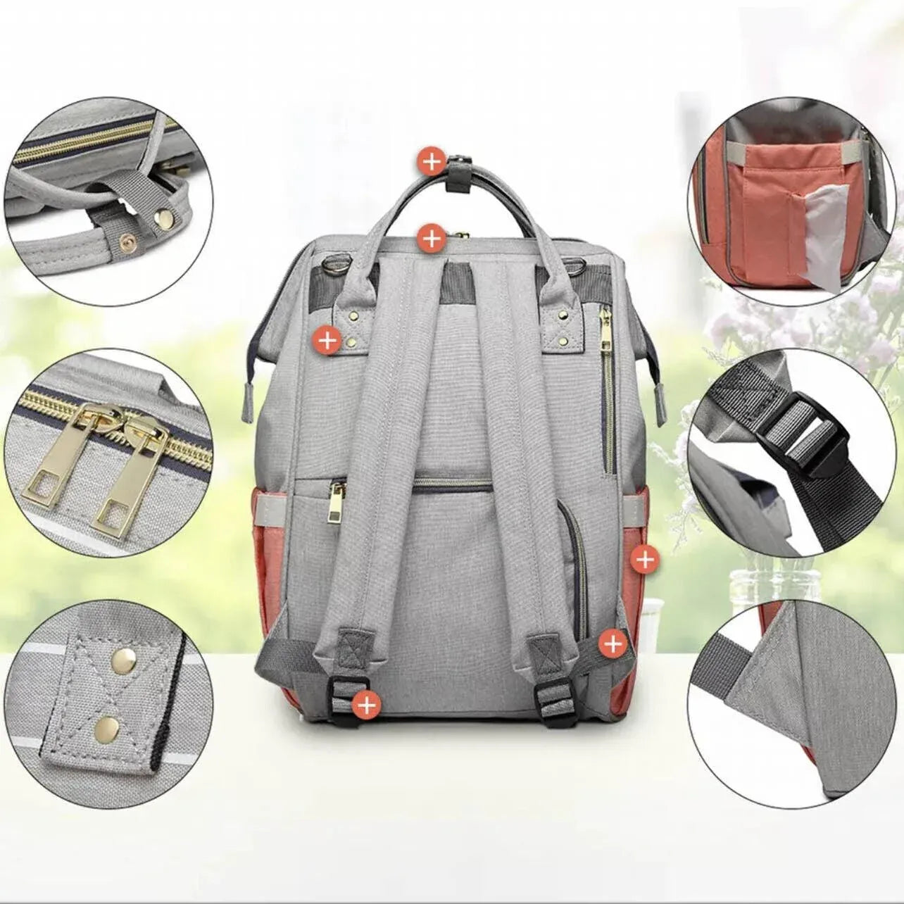 Luxury Multifunctional Diaper Nappy Backpack Maternity Mummy Changing Bag - Dark Gray