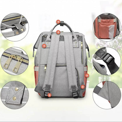 Luxury Multifunctional Diaper Nappy Backpack Maternity Mummy Changing Bag - Dark Gray