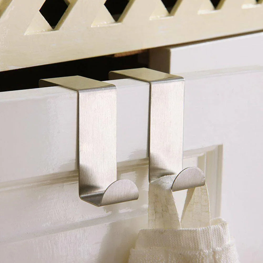 4X/6X Over Door Hooks Hanger Holder Stainless Steel Cabinet Organizer Clothes 4.5cm - 6 PCS - Mekamart Australia