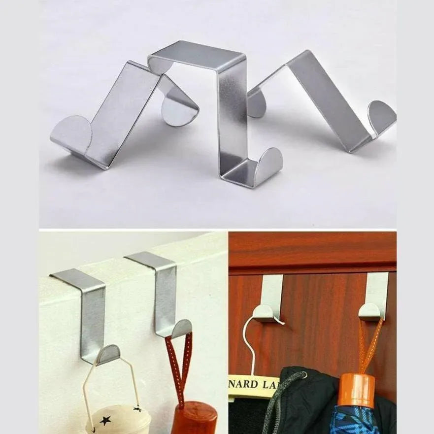 4X/6X Over Door Hooks Hanger Holder Stainless Steel Cabinet Organizer Clothes 4.5cm - 6 PCS - Mekamart Australia