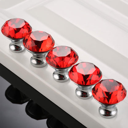 Door Knobs Handles Clear Crystal Diamond Glass Kitchen Cupboard Cabinet Pulls 40MM - Clear-10PCS