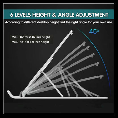 Adjustable Laptop Stand Portable Aluminum Alloy Desktop Holder for 11 to 17.3 Inch - Sliver
