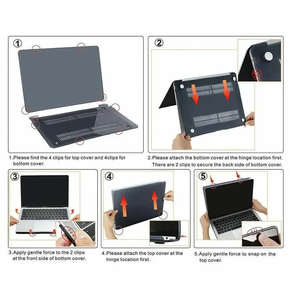 Frosted Transparent Case with Keyboard Cover for MacBook 13 to 16 Inch - Mackbook 15.4 Pro (A1707/A1190)