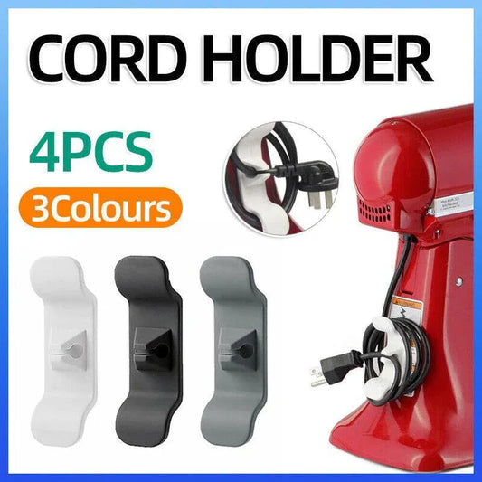 Cord Organizer Wrap Holder 4pcs Kitchen Appliance Cable Winder Adhesive Clip - 2PCS White+2PCS Black - Mekamart Australia