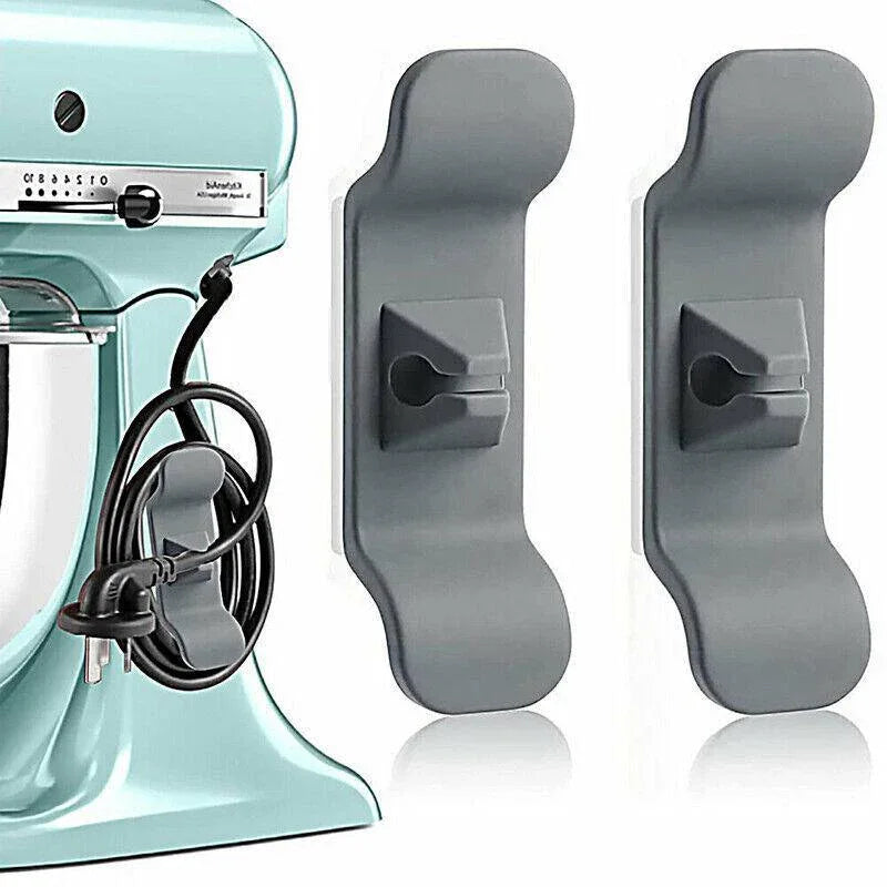 Cord Organizer Wrap Holder 4pcs Kitchen Appliance Cable Winder Adhesive Clip - 2PCS White+2PCS Black - Mekamart Australia