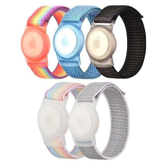 For Apple AirTag Case Protective Cover Wristband Nylon Air Tag Band Anti-lost L Size - Colourful