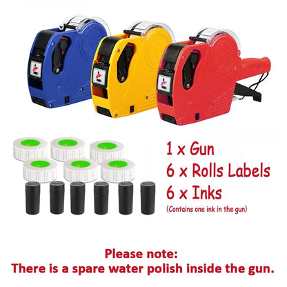Tag Gun Labeller Kit With 6 Rolls Labels And 5 Inks Roller - Yellow