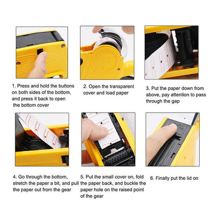 Tag Gun Labeller Kit With 6 Rolls Labels And 5 Inks Roller - Yellow
