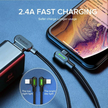 Mcdodo Fast Usb Cable Heavy Duty Charging Syn Charger Iphone 90 Degree Angle - 1.2m
