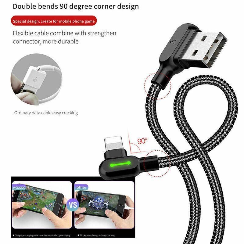 Mcdodo Fast Usb Cable Heavy Duty Charging Syn Charger Iphone 90 Degree Angle - 3m