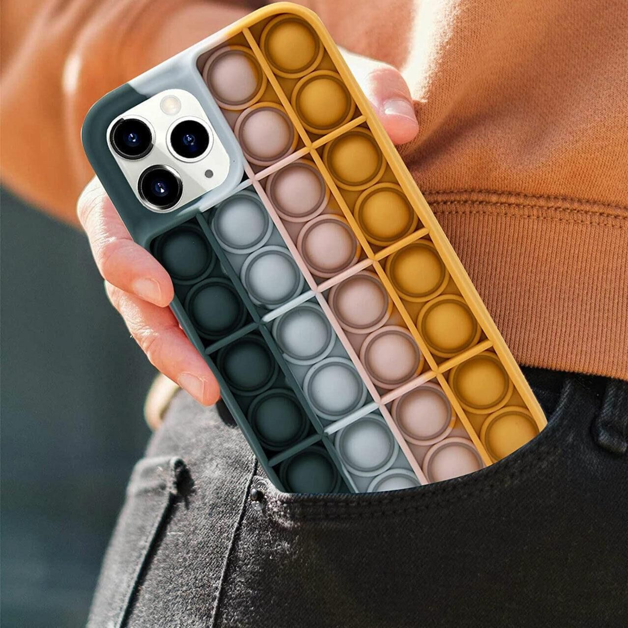 Blue-White Pop Fidget Toys Push It Bubble Phone Case For Iphone - iPhone 13ProMAX