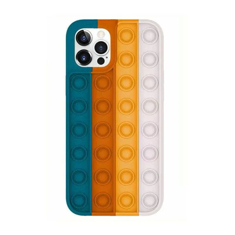 Blue-White Pop Fidget Toys Push It Bubble Phone Case For Iphone - iPhone 11ProMAX