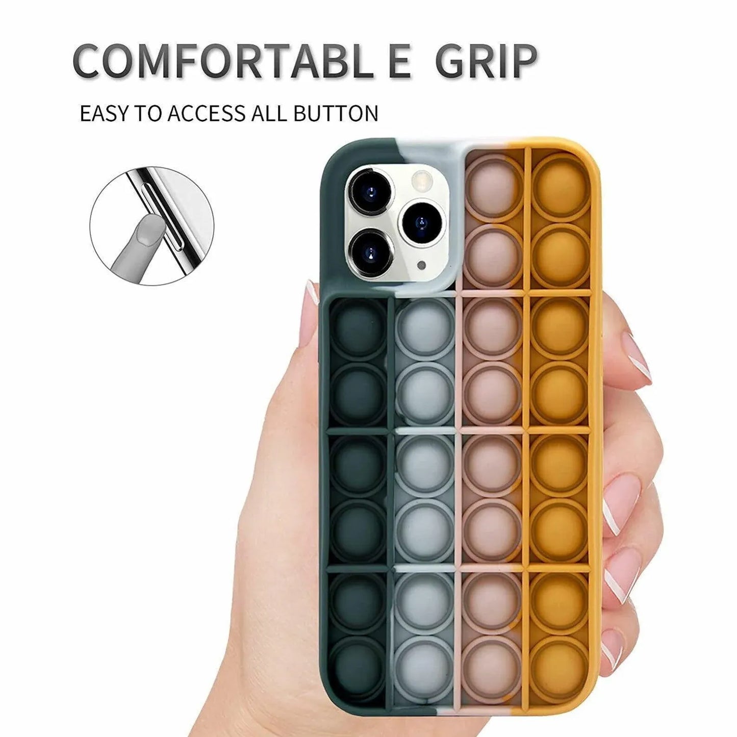 Blue-White Pop Fidget Toys Push It Bubble Phone Case For Iphone - iPhone 11ProMAX