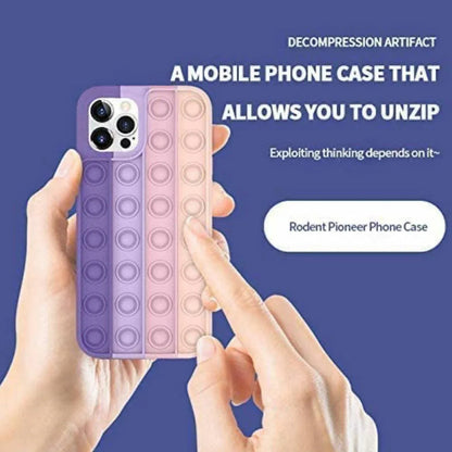 Blue-White Pop Fidget Toys Push It Bubble Phone Case For Iphone - iPhone 11ProMAX