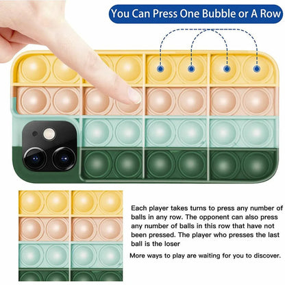 Blue-White Pop Fidget Toys Push It Bubble Phone Case For Iphone - iPhone 11ProMAX