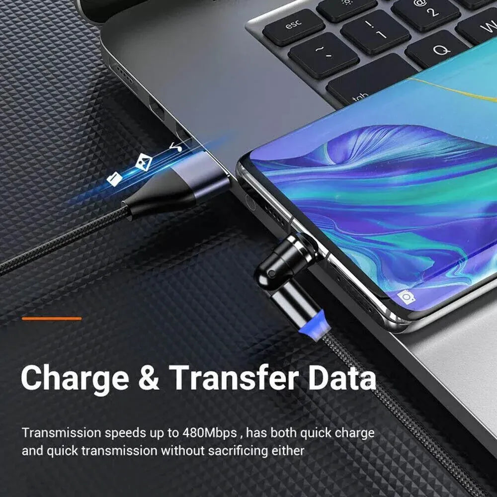 540 Degree Rotating Magnetic Charging Cable USB Data Cord for iPhone 1m 2m 3m - 1m