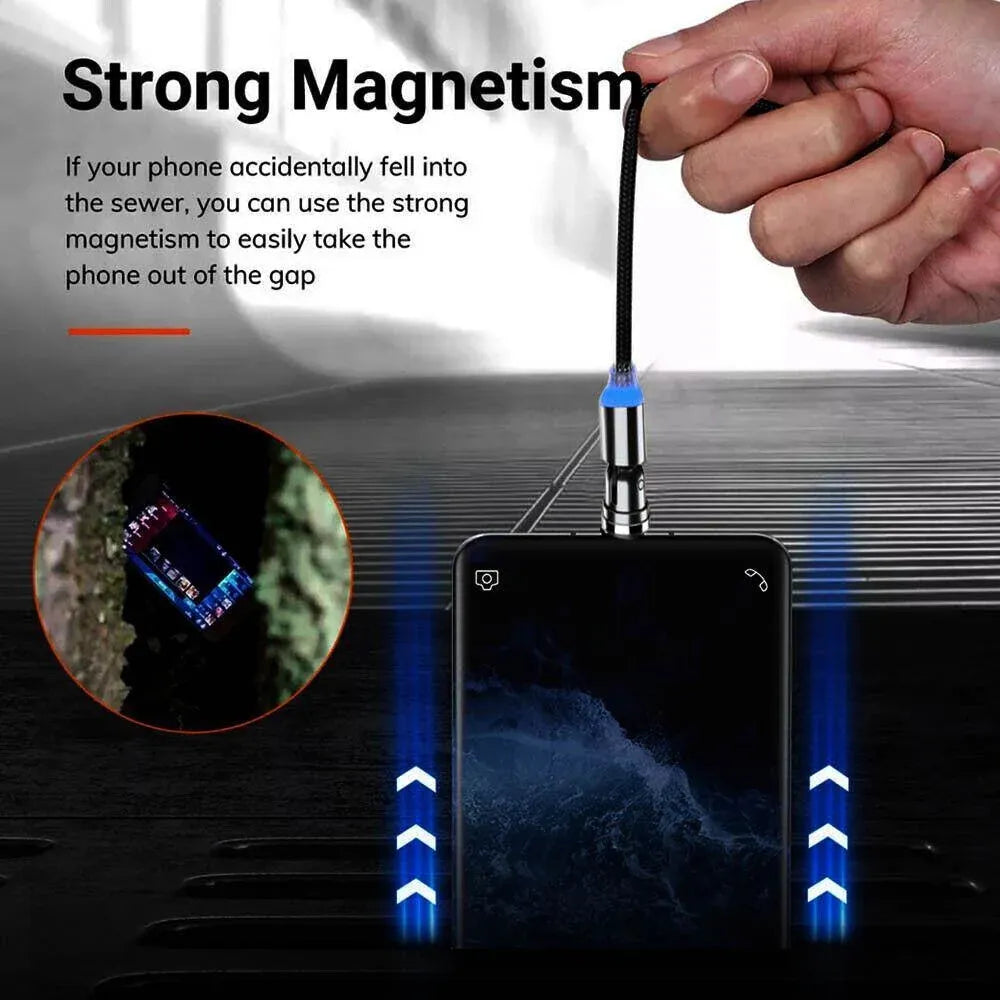 540 Degree Rotating Magnetic Charging Cable USB Data Cord for iPhone 1m 2m 3m - 1m