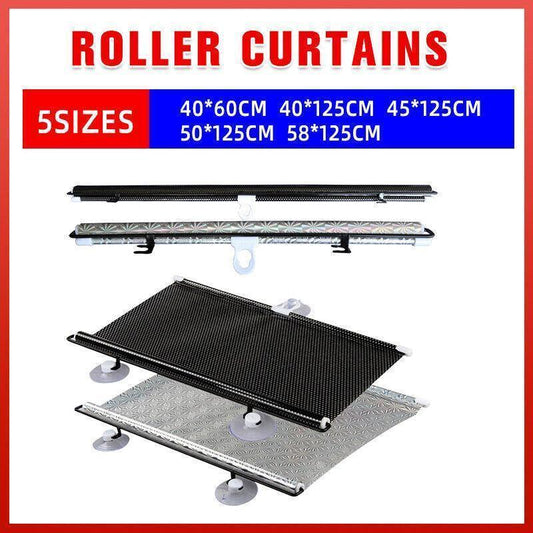 Silver Roller Blinds Suction Cup Sunshade Blackout Curtains Car Home Window Curtains - 58 X 125 CM - Mekamart Australia