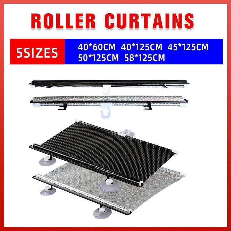 Silver Roller Blinds Suction Cup Sunshade Blackout Curtains Car Home Window Curtains - 40 X 60 CM - Mekamart Australia