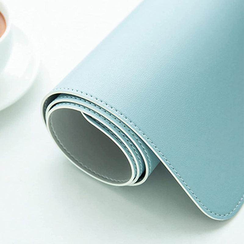 Large Leather Mouse Pad 80x40cm Desk Mat Gaming Extended Waterproof Anti Slip - Light Blue
