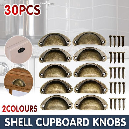 30X Modern Cup Cabinet Handle Knob Drawer Furniture Door Pull Shell Cupboard - Black