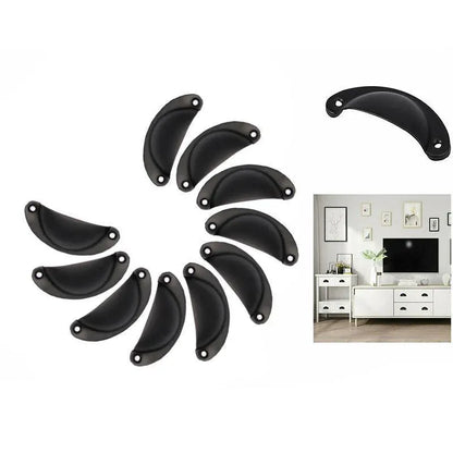 30X Modern Cup Cabinet Handle Knob Drawer Furniture Door Pull Shell Cupboard - Black
