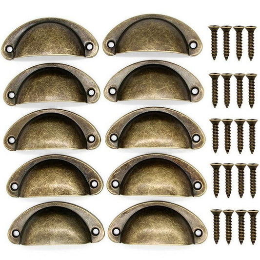 30X Modern Cup Cabinet Handle Knob Drawer Furniture Door Pull Shell Cupboard - Bronze