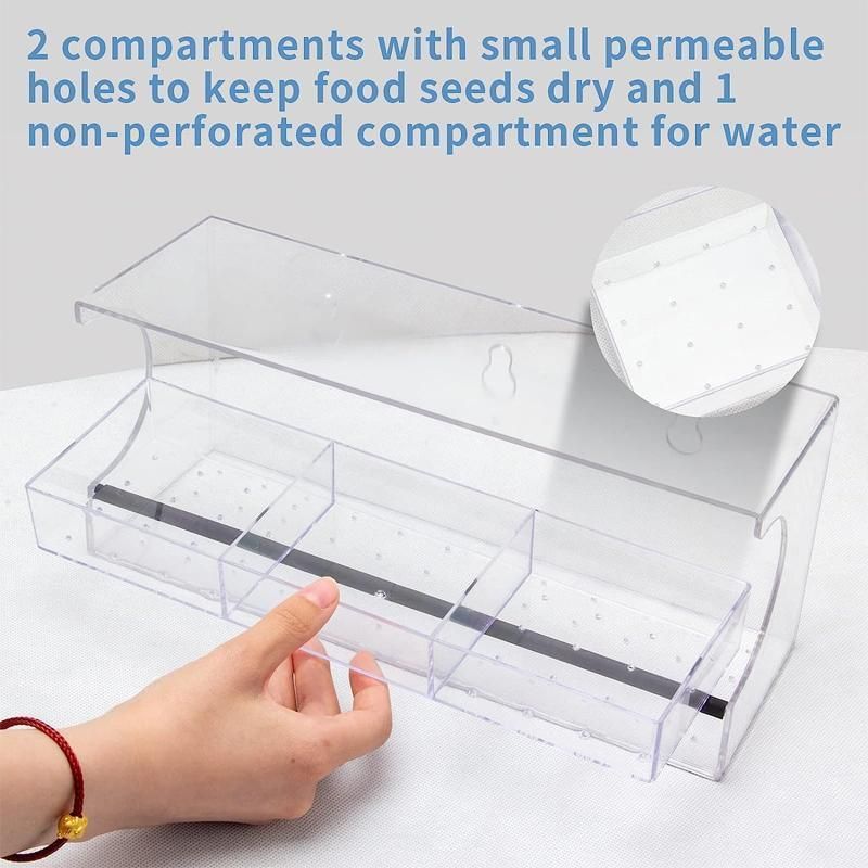 Large All Weather Clear Acrylic Window Bird Feeder With Tray & Drain Holes