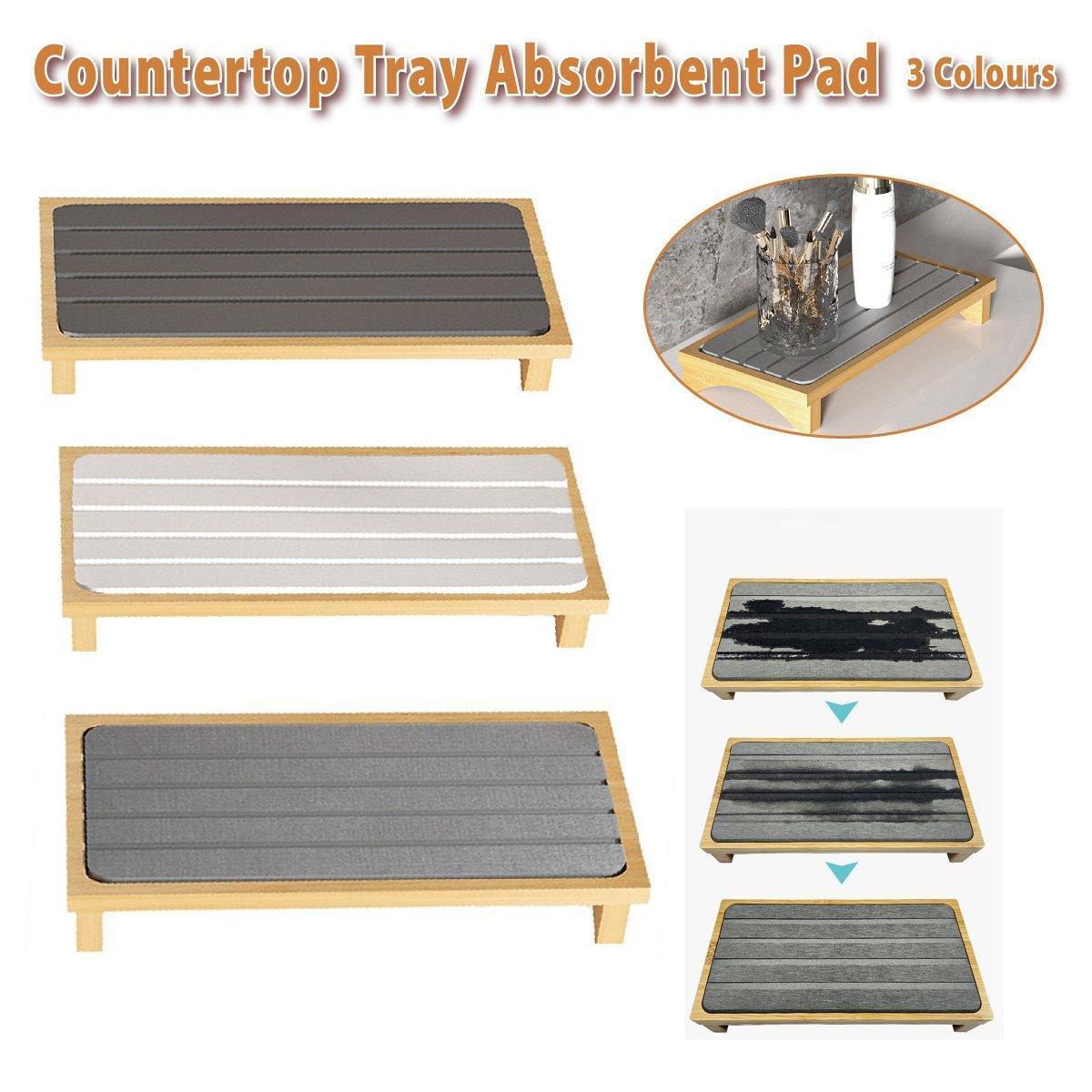 Countertop Absorbent Drainage Mat Sink Splash Pad Bathroom Tray Water Catcher - White - Mekamart Australia