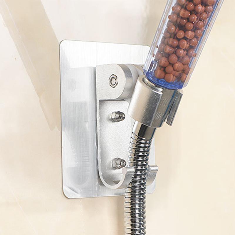 Adjustable Bracket Suction Shower Head Handset Holder Bathroom Wall Mount +Hooks - Mekamart Australia