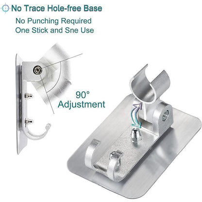 Adjustable Bracket Suction Shower Head Handset Holder Bathroom Wall Mount +Hooks - Mekamart Australia