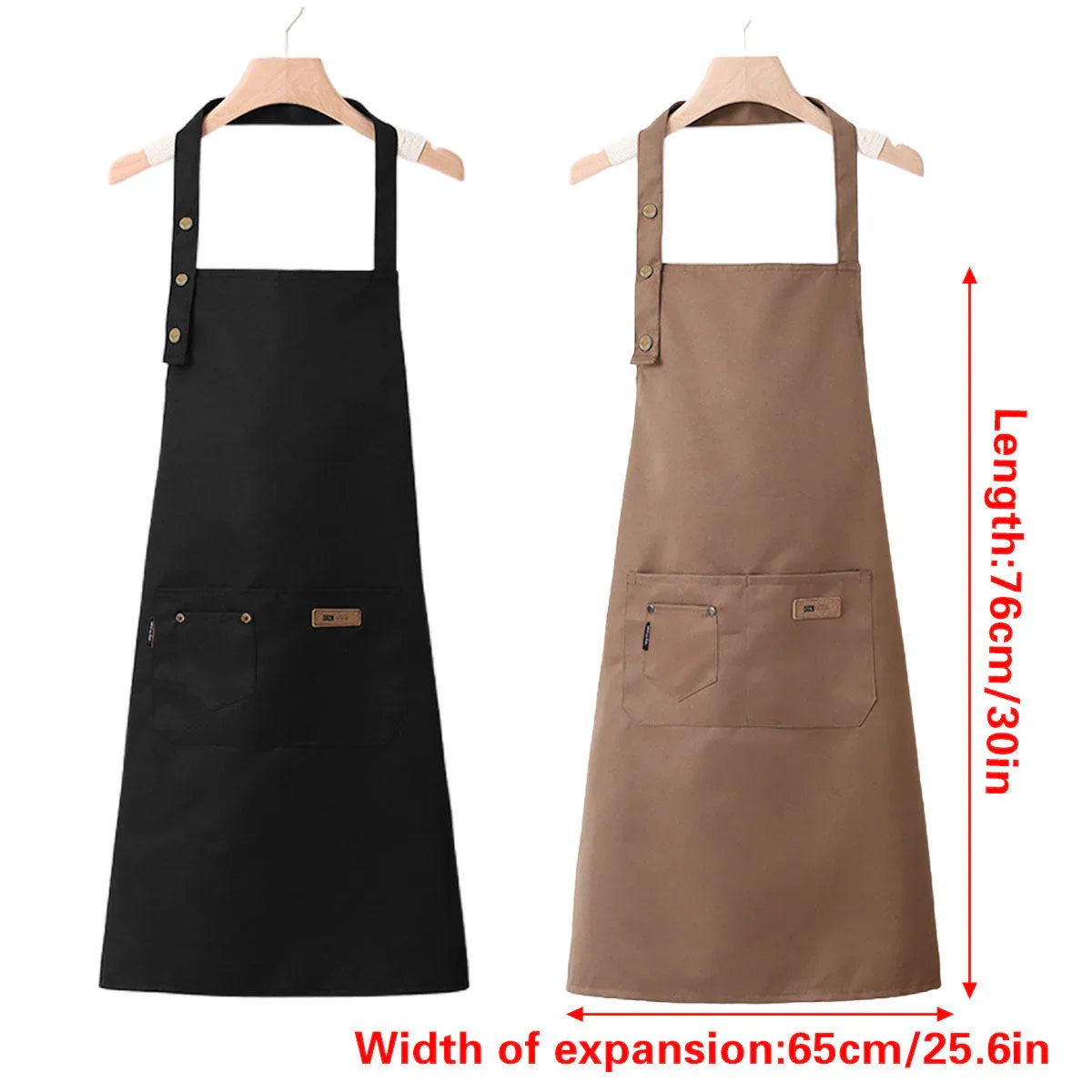 Adjustable Work Apron Neck Strap Waist Tie Kitchen Cooking Bib Apron Men Women - Black - Mekamart Australia