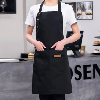 Adjustable Work Apron Neck Strap Waist Tie Kitchen Cooking Bib Apron Men Women - Black - Mekamart Australia