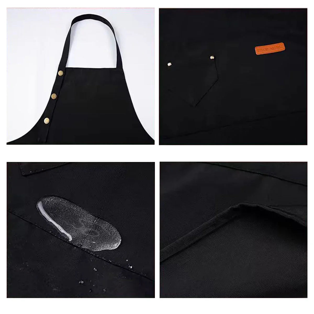 Adjustable Work Apron Neck Strap Waist Tie Kitchen Cooking Bib Apron Men Women - Black - Mekamart Australia