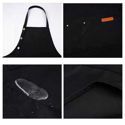 Adjustable Work Apron Neck Strap Waist Tie Kitchen Cooking Bib Apron Men Women - Black - Mekamart Australia